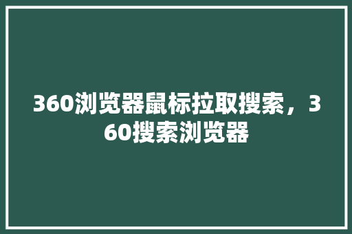 360浏览器鼠标拉取搜索，360搜索浏览器