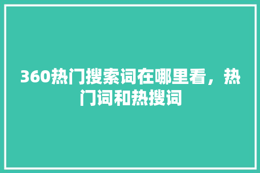 360热门搜索词在哪里看，热门词和热搜词