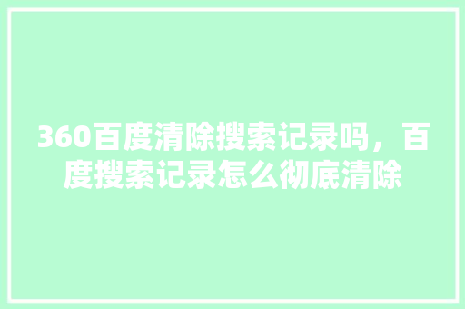 360百度清除搜索记录吗，百度搜索记录怎么彻底清除