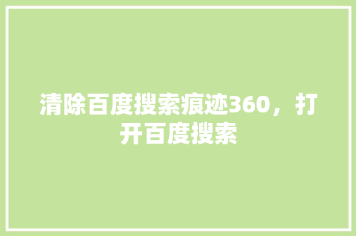 清除百度搜索痕迹360，打开百度搜索
