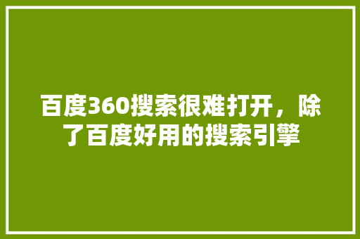百度360搜索很难打开，除了百度好用的搜索引擎