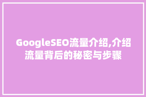 GoogleSEO流量介绍,介绍流量背后的秘密与步骤