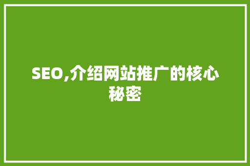 SEO,介绍网站推广的核心秘密