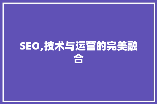 SEO,技术与运营的完美融合