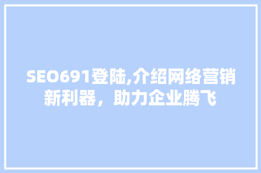 SEO691登陆,介绍网络营销新利器，助力企业腾飞