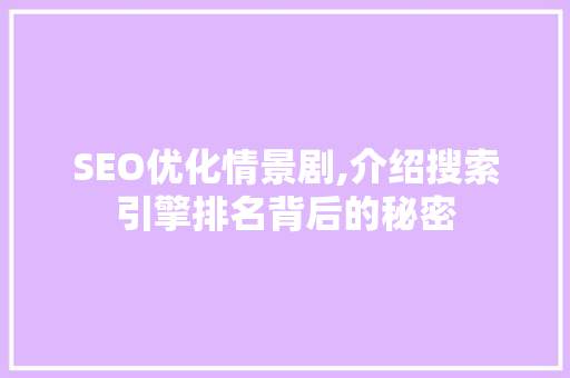 SEO优化情景剧,介绍搜索引擎排名背后的秘密 WordPress教程