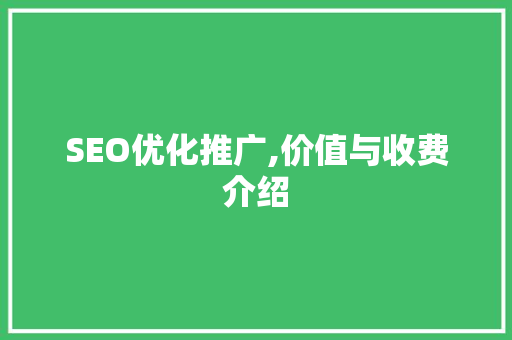 SEO优化推广,价值与收费介绍