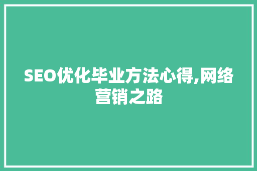 SEO优化毕业方法心得,网络营销之路