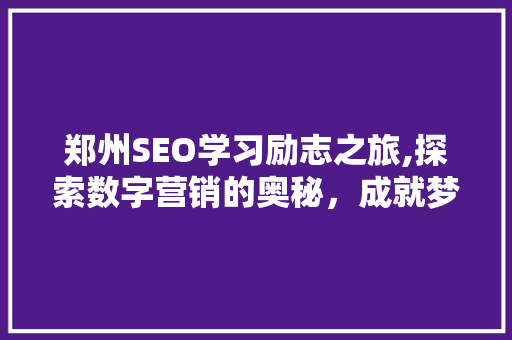 郑州SEO学习励志之旅,探索数字营销的奥秘，成就梦想人生