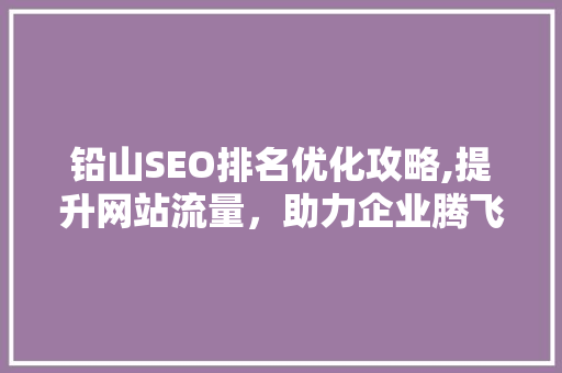 铅山SEO排名优化攻略,提升网站流量，助力企业腾飞