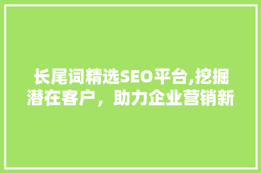 长尾词精选SEO平台,挖掘潜在客户，助力企业营销新篇章