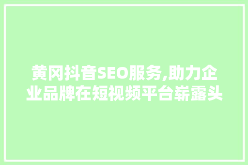 黄冈抖音SEO服务,助力企业品牌在短视频平台崭露头角
