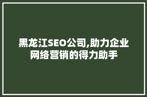 黑龙江SEO公司,助力企业网络营销的得力助手 服务器/数据库