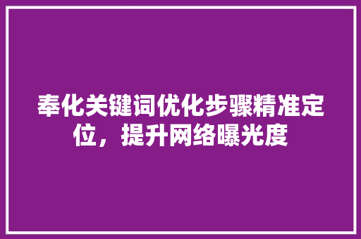 奉化关键词优化步骤精准定位，提升网络曝光度