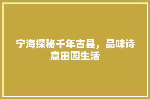 宁海探秘千年古县，品味诗意田园生活
