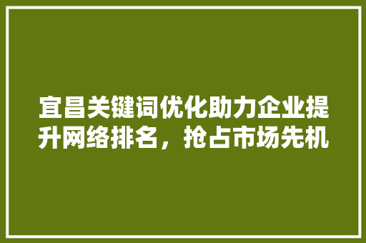 宜昌关键词优化助力企业提升网络排名，抢占市场先机