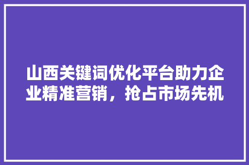 山西关键词优化平台助力企业精准营销，抢占市场先机