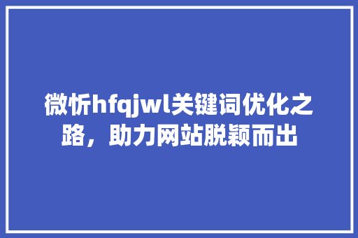 微忻hfqjwl关键词优化之路，助力网站脱颖而出