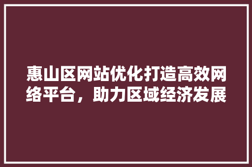 惠山区网站优化打造高效网络平台，助力区域经济发展