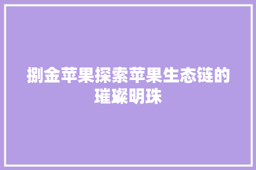 捌金苹果探索苹果生态链的璀璨明珠 友链在线