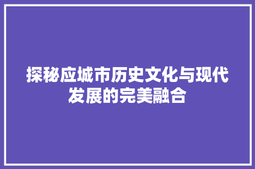 探秘应城市历史文化与现代发展的完美融合