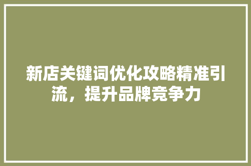 新店关键词优化攻略精准引流，提升品牌竞争力