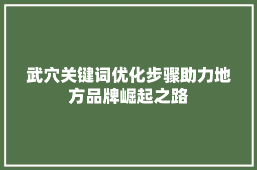 武穴关键词优化步骤助力地方品牌崛起之路