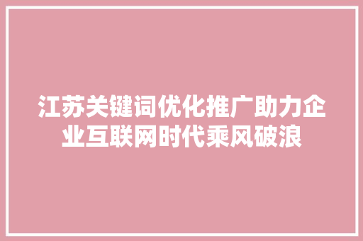 江苏关键词优化推广助力企业互联网时代乘风破浪 WordPress教程