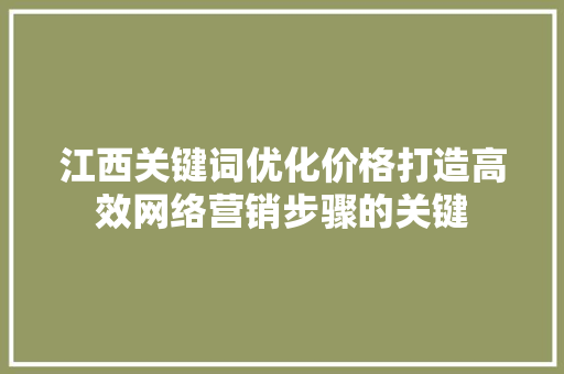 江西关键词优化价格打造高效网络营销步骤的关键