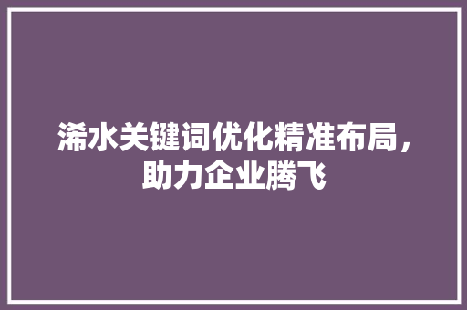 浠水关键词优化精准布局，助力企业腾飞