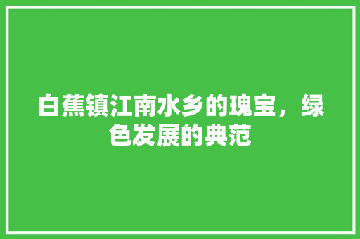 白蕉镇江南水乡的瑰宝，绿色发展的典范 友链在线