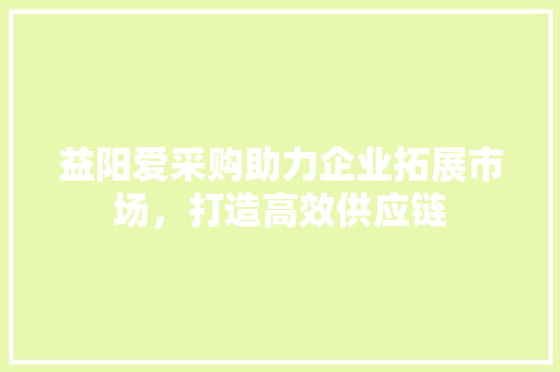 益阳爱采购助力企业拓展市场，打造高效供应链 Web前端