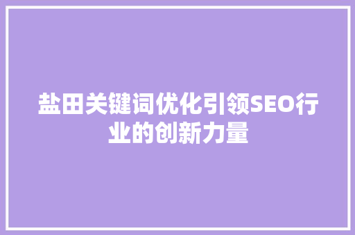 盐田关键词优化引领SEO行业的创新力量