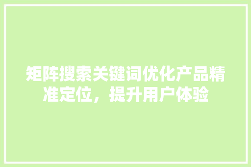 矩阵搜索关键词优化产品精准定位，提升用户体验