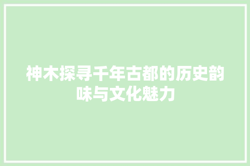 神木探寻千年古都的历史韵味与文化魅力