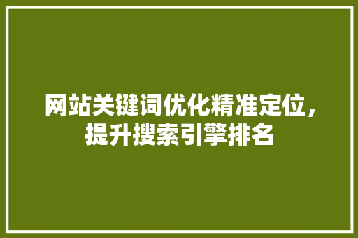 网站关键词优化精准定位，提升搜索引擎排名