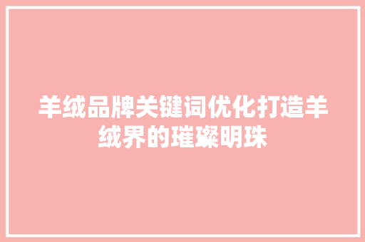 羊绒品牌关键词优化打造羊绒界的璀璨明珠