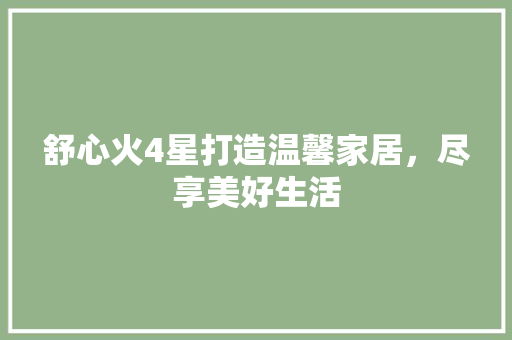 舒心火4星打造温馨家居，尽享美好生活