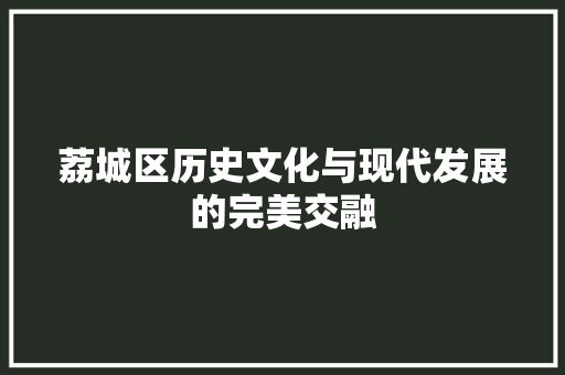 荔城区历史文化与现代发展的完美交融