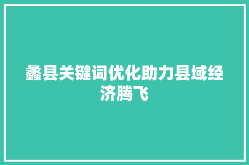 蠡县关键词优化助力县域经济腾飞