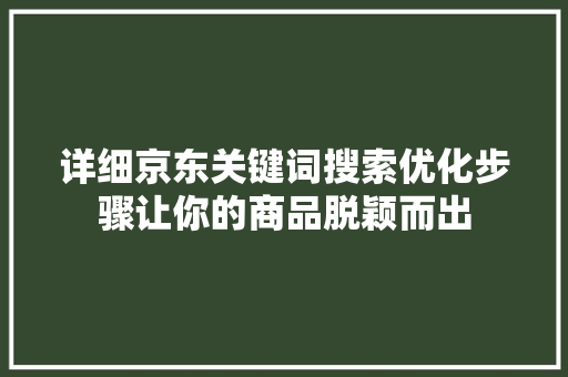 详细京东关键词搜索优化步骤让你的商品脱颖而出 WordPress教程