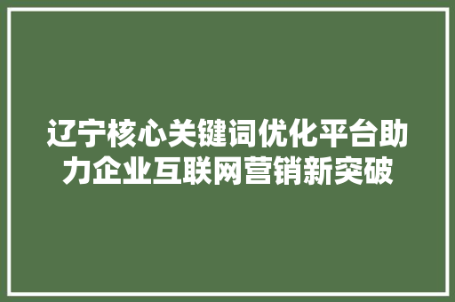 辽宁核心关键词优化平台助力企业互联网营销新突破