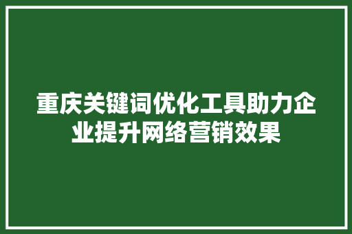 重庆关键词优化工具助力企业提升网络营销效果