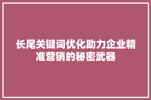 长尾关键词优化助力企业精准营销的秘密武器