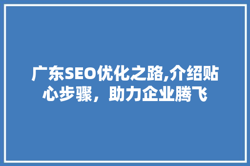 广东SEO优化之路,介绍贴心步骤，助力企业腾飞