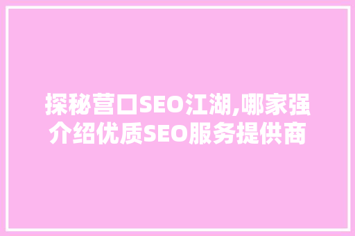 探秘营口SEO江湖,哪家强介绍优质SEO服务提供商