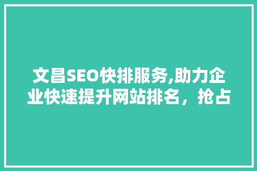 文昌SEO快排服务,助力企业快速提升网站排名，抢占市场先机