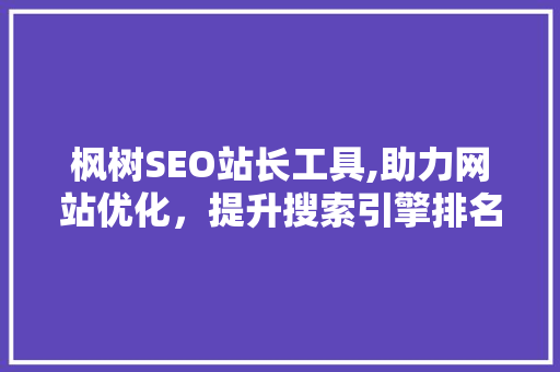 枫树SEO站长工具,助力网站优化，提升搜索引擎排名