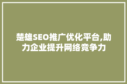 楚雄SEO推广优化平台,助力企业提升网络竞争力