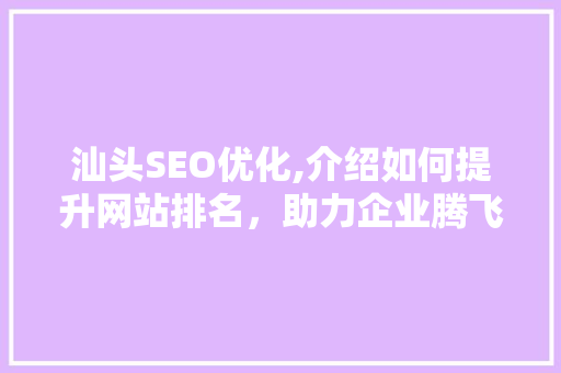 汕头SEO优化,介绍如何提升网站排名，助力企业腾飞